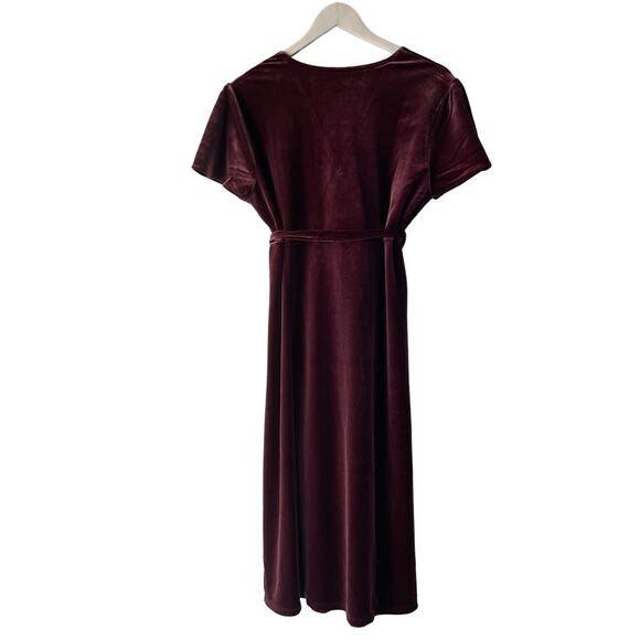 GAP Maternity Burgundy Wrap Top Velvet Maternity Dress w Fabric Belt - L (NWT) - Picture 2 of 10